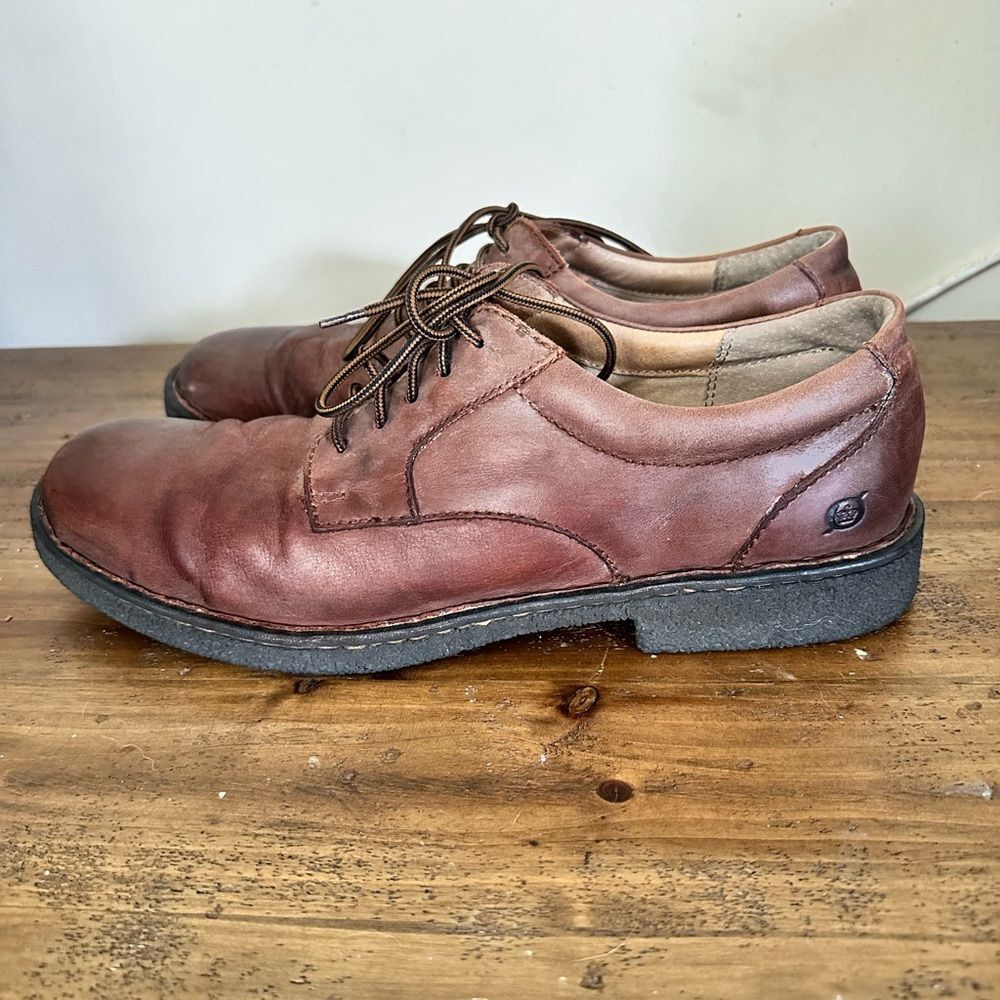 Born Men's Brown Leather Casual Derby Lace Up Oxfords Shoes,size 13